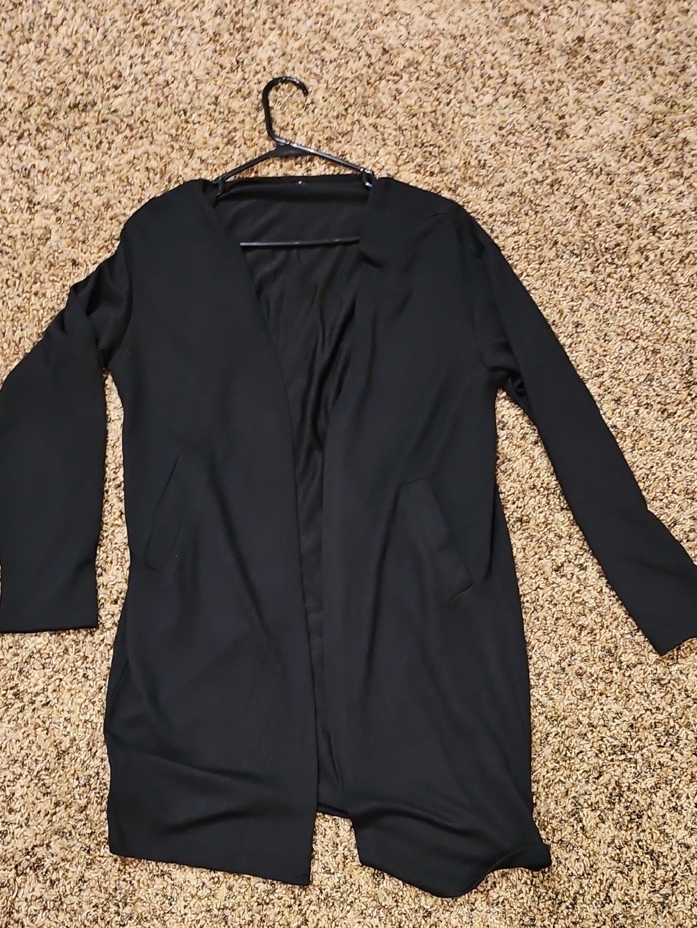 Black Open Front Long Cardigan